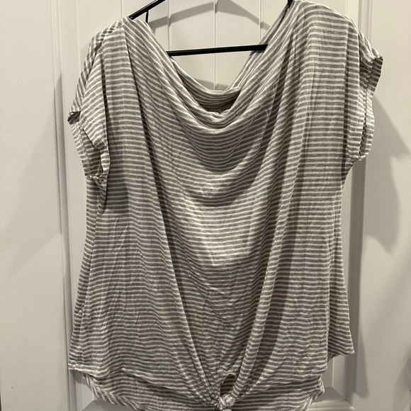Reborn Tops - Striped off the shoulder Gray Women's Top